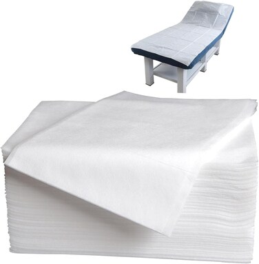 100 Pcs 31.5" x 71" Disposable Bed Sheets Waterproof Massage Table Sheets Non Woven Fabric SPA Bed Cover (White)