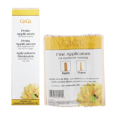 GiGi Wooden Wax Sticks - Fine &amp; Petite Applicator Waxing Spatulas for Eyebrow, Facial, and Precision Hair Removal, 100 Count Each