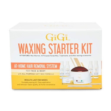 GiGi Waxing Starter Kit - At-Home Hair Removal Kit for Face &amp; Body, Soft Wax Warmer, Pre &amp; Post Waxing Care