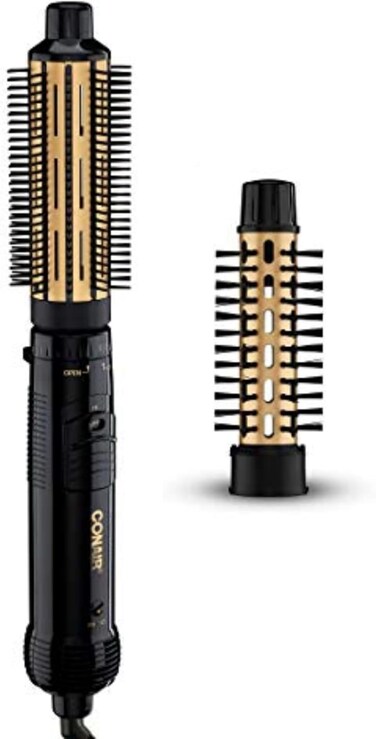 Conair 2-in-1 Hot Air Curling Combo, Includes 1.5-inch Curl Brush and 1-inch Aluminum Bristle Brush