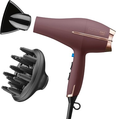 INFINITIPRO BY CONAIR Hair Dryer with Diffuser   AC Motor Pro Hair Dryer with Ceramic Technology   Includes Diffuser and Concentrator   Plum - Amazon Exclusive   Packaging May Vary