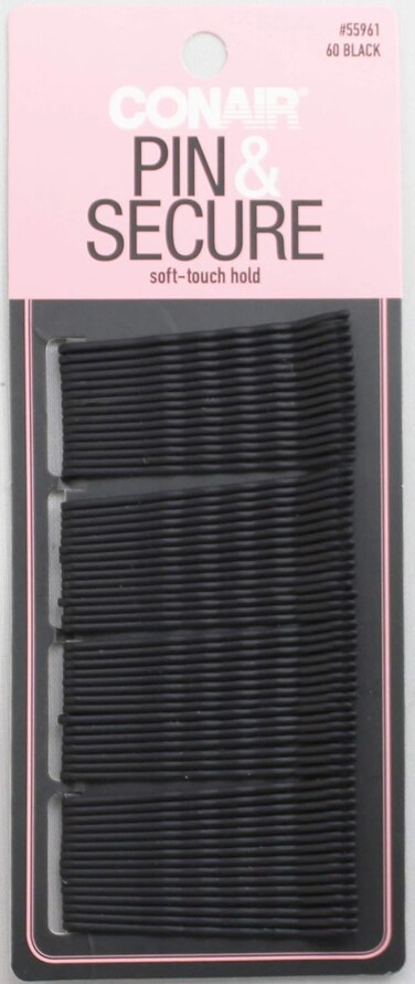 Conair Secure Hold Mini Bobby Pins, Black, 60 pcs