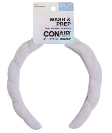 Conair Wash &amp; Prep Spa Headband, Ultra Absorbent Microfiber - Light Purple