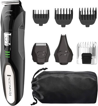Remington All-in-One Grooming Kit, Lithium Powered, 8 Piece Set with Trimmer, Men's Shaver, Clippers, Beard and Stubble Combs, Black