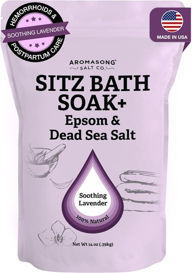 Aromasong Sitz Bath Postpartum Soak - Made in The USA with Dead Sea Salt &amp; Epsom Salts - Soothing and Calming Ingredients Including Lavender, Chamomile Flower, and Eucalyptus Oil
