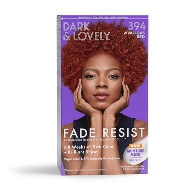 SoftSheen-Carson Dark and Lovely Fade Resist Rich Conditioning Hair Color, Permanent Hair Color, Up To 100 percent Gray Coverage, Brilliant Shine with Argan Oil and Vitamin E, Vivacious Red