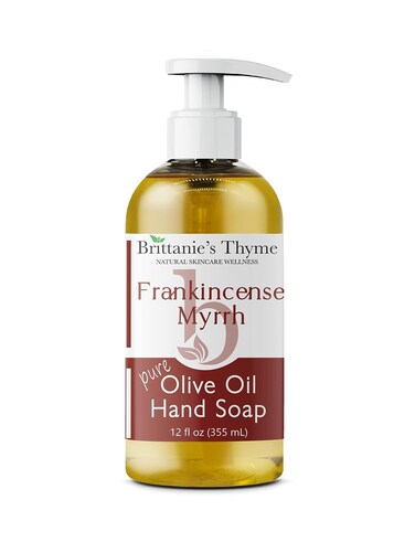 Brittanie's Thyme Organic Natural Hand Soap, 12 oz (Frankincense &amp; Myrrh) Castile Soap Made Olive Oil And Natural Luxurious Essential Oils. Vegan &amp; Gluten Free