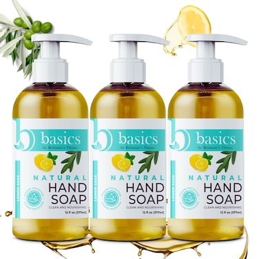 Brittanie's Thyme Basics Natural Olive Oil Hand Soap, Lemon Sage - 12 fl oz, Pack of 3 - Cruelty Free, Vegan, No Synthetic Additives, No Sulfates, Paraben Free, Phthalate Free