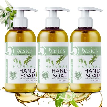 Brittanie's Thyme Basics Natural Olive Oil Hand Soap, Lemongrass Tea Tree - 12 fl oz, Pack of 3 - Cruelty Free, Vegan, No Synthetic Additives, No Sulfates, Paraben Free, Phthalate Free