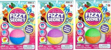 JA-RU Fizzy Bombs with Surprise Toys for Girls (3 Units) Assorted Mystery Accessories. Fizzes Just Like a Kids Bath Bombs with Surprise Inside. Bulk Birthday Party Favors. 1833-3s