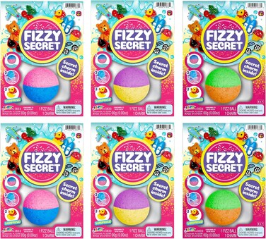 JA-RU Fizzy Bombs with Surprise Toys for Girls (6 Units) Assorted Mystery Accessories. Fizzes Just Like a Kids Bath Bombs with Surprise Inside. Bulk Birthday Party Favors. 1833-6s