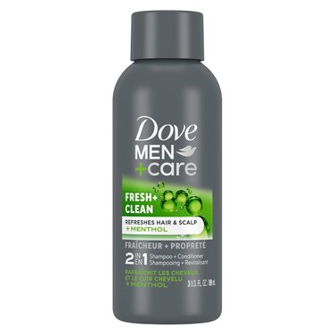DOVE MEN + CARE Fortifying 2 in 1 Shampoo and Conditioner Fresh and Clean with Caffeine for Normal to Oily Hair Helps Strengthen Thinning Hair 3 oz
