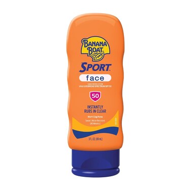 Banana Boat Sport Sunscreen for Face SPF 50, 3oz   Travel Size Sunscreen SPF 50, Banana Boat Sunblock for Dry Skin Face, Summer Essentials, Vacation Essentials, 3oz