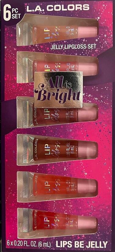 L.A. COLORS All Is Bright 6pc Jelly Lipgloss Set, Lips Be Jelly, 1 Fl Oz (Pack of 1)