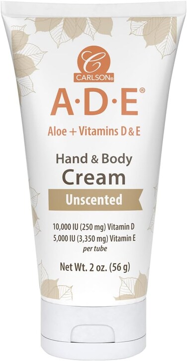 Carlson - ADE Hand and Body Cream, Avocado Oil, 20000 IU Vitamin D, 10000 IU Vitamin E, Unscented, 4 oz