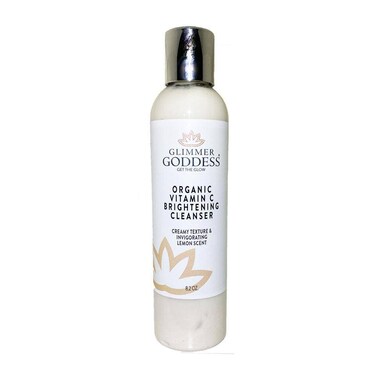 GLIMMER GODDESS Organic Vitamin C Facial Cleanser with Aloe &amp; Jojoba &ndash; Hydrating &amp; Refreshing, 8 oz
