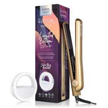 Glister - Limited Edition 1.25 inch Paradise After Dark Flat Iron with BONUS Selfie Ring - Champagne