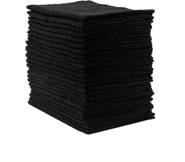 Eurow Ultra-Soft &amp; Absorbent Cotton Salon Towels for Home, Beauty, Gym &amp; Professional Salons, Fast-Drying for Hair, Hands &amp; Spa Use, Durable &amp; Machine Washable, 16" x 27", 24-Pack, Black