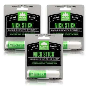 Pacific Shaving Company Nick Stick - A Shave Essential - Puts Nicks in Their Place - Liquid Roll-On Applicator, Dries Clear - With Vitamin E &amp; Aloe Vera (0.25 Oz, 3 Pack)