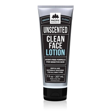 Pacific Shaving Company Clean Face Lotion - Hydrating Face Moisturizer with Avocado &amp; Jojoba Oil - Fragrance-Free Skin Care Products for Men - Lightweight Clean Face Lotion for Sensitive Skin (7 Oz)