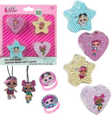 L.O.L. Surprise! 4pc Bath Bomb Set - Non-Toxic, Kid-Safe Bath Bombs for Girls, Spa Gifts &amp; Bath Accessories for Kids