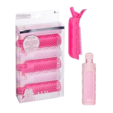Expressions 6pc Styling Curling Clips - Easy-to-Use Dual-Purpose Hair Clips for Curling and Volumizing  Heat Resistant Hair Clip Set, Premium Quality Hair Accessories for Women (PINK)