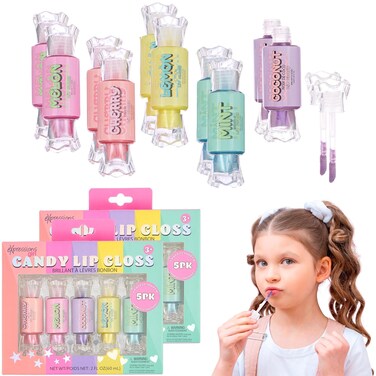 EXPRESSIONS 10pc Candy Lip Gloss Set &ndash; Fruity Flavored Lip Gloss For Girls, 12mL Lip Gloss Tubes w/Precision Applicator, Safe and Non-Toxic Lip Gloss Gift Set For Girls