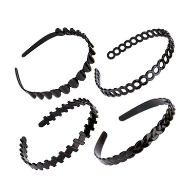 8 Pcs Men and Women Black Plastic Hair Band Headband with Toothed - Fashion Classic Teeth Comb Hair Hoop Headwear Hair Accessory for Wash Face and Makeup