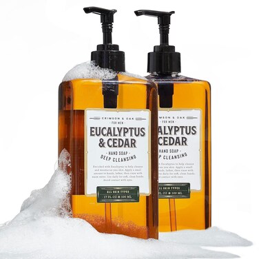 Body Prescriptions Crimson &amp; Oak Men's Deep Cleansing Hand Soap with Pump Dispenser, 17 Fl Oz (Pack of 2), Eucalyptus &amp; Cedar