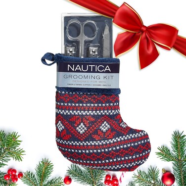 Nautica Nail Grooming Kit for Men - Complete Set in a Christmas Stocking   4 Premium Quality Tools for a Well-Groomed Look
