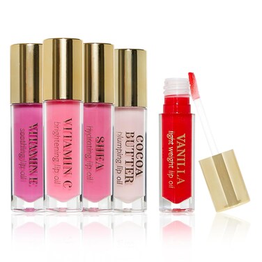 Enchante Beauty Intuition 5-Piece Plumping Lip Oil Set - 5ML Each   Lightweight, Hydrating and Soothing with Elegant Embossing