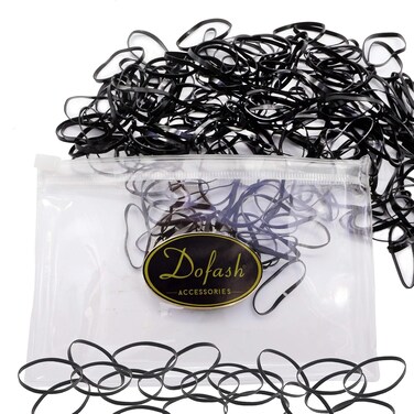 Dofash 200Pcs Large No Damage Hair Rubber Bands Durable Hair Elastics Soft Elastic Hair Ties Ponytail Holders for Women Girls (Black/Pack)