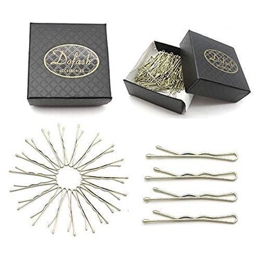 Dofash 100Pcs 3.5CM/1.38IN Mini Bobby Pins Blonde Hair Pins Long Bobby Pins Tiny Hair Pins with Gift Box for Women Girls Fine Hair (Bright Gold)