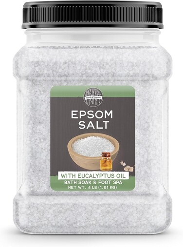 Birch &amp; Meadow Epsom Salt with Eucalyptus Oil, 4 lb, Magnesium Sulfate, Bath Soak, Healing &amp; Cleansing