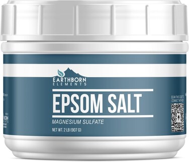 Earthborn Elements Epsom Salt (2 lb), Magnesium Sulfate Soaking Solution, All-Natural