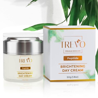 Trevo Peptide Brightening Day Cream - Advance Brightening &amp; Anti Aging Moisturizer - Face Moisturizer with Natural Peptides, EAA &amp; Tranexamic Acid - Fights Dullness &amp; Dark Spots - 50g/ 1.8oz