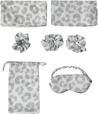 Leopard Spots 6-Pack Pillowcase, Eye Mask, &amp; Scrunchies Set-Standard