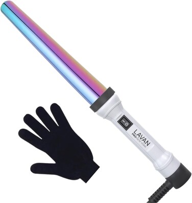 Curling Wand 0.75-1.25 inch Rainbow Ceramic Titanium with Glove   Titanium Curling Iron   Professional Hot Tool 19/32mm   Hair Styling Curler for Frizz Free Flawless Beach Waves