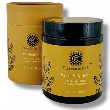 Bunda Body Butter Whipped Shea &amp; Cocoa Butter Infused With Moringa Oleifera &amp; Sodium Hyaluronate-Intense Hydration for Dry Crepey Skin 10.6oz