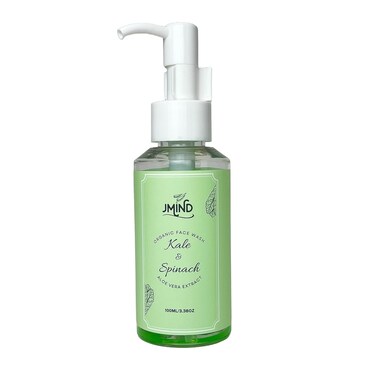 JMind Kale &amp; Spinach Organic Face Wash - Vegan Daily Face Wash - Green Tea Facial Cleanser - pH Balanced - All Skins (3.38oz)