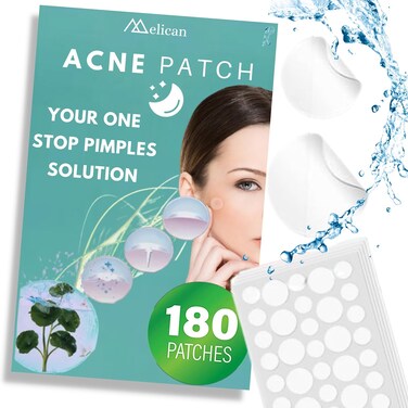Pimple Patches for Face 180 Count - Acne Patches for Face - Hydrocolloid Large Zit Patches - 2 Size Pimple Patch 8mm, 12mm