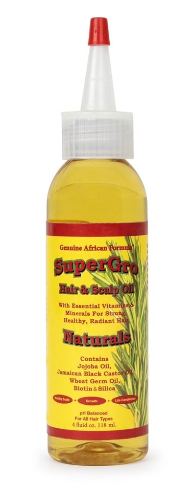 ILIOS African Formulas SuperGrow Hair &amp; Scalp Oil 4oz for Nourishing, Moisturizing, Shining - Lightweight Oil Blend for Dry Scalp and for, Silky, Wavy, Curly, Coily, Frizzy. Packaging