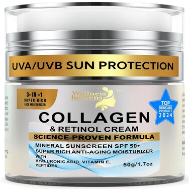 Face Repair Cream, Collagen, Retinol, Wrinkle Cream, Age Defying Lift &amp; Firm Cream, Face Moisturizer, SPF 50+, Wrinkle Repair Cream, Anti Aging Moisturizing Cream, Vitamin E, Peptides - 1.7oz