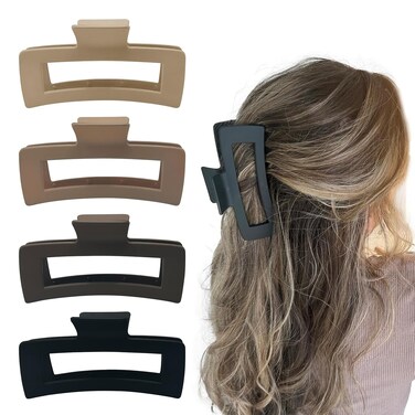 Extra Large Hair Clips for Thick Hair Curly to Thin, Rectangle Hair Clips for Women, Big Hair Accessories, Matte Jaw Hair Claw Clips, XL Jumbo Non Slip Strong Hold