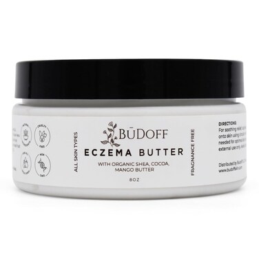 Soothing Eczema, Acne, Dry, Itchy Sensitive Skin Relief Body Butter   Organic Shea, Cocoa, and Mango Butter   For All Skin Types   Fragrance Free   24 Hour Relief   8 Oz Tub