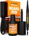 FOLLICLE BOOSTER Beard Pen Filler Styling Kit for Men - 3-in-1 Filling Set with 4-Tip Fork, Normal Pencil, and Brush - Waterproof, Sweatproof &amp; All-Day Hold - Dark Brown
