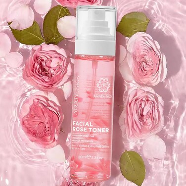 ARABESKS Rose Toner Spray - Natural, Organic, Vegan, Pure Rose Water, Hyaluronic Acid, Aloe Vera, Vitamin C, Flower Floated Rose   Facial Mist, Face Toner, Spray for Face