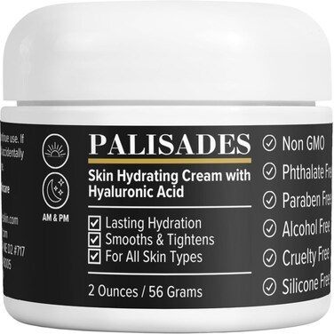 Hydrating Skin Cream with Hyaluronic Acid - Moisturizing &amp; Anti-Aging Face Cream for Dryness, Smooths &amp; Tightens - Long Lasting Hydration for All Skin Types, 2 Ounces 30 Day Supply, Paraben Free