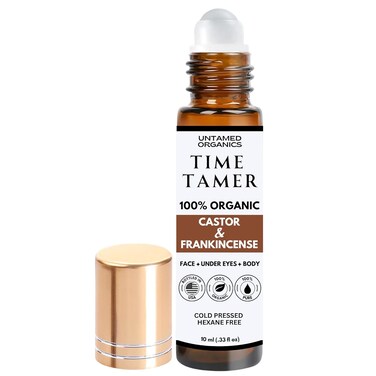 Time Tamer - Castor Oil &amp; Frankincense Oil Roll On Facial Serum For Under Eyes and Face - Certified Organic, Cold Pressed, Hexane Free - Miracle Anti-Aging Oil - 10mL
