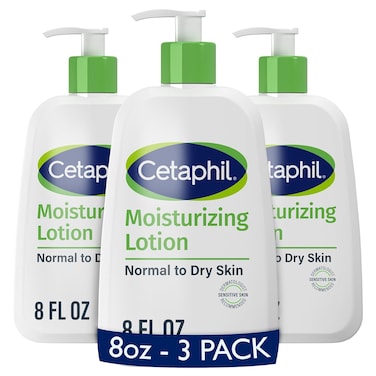 Cetaphil Face &amp; Body Moisturizer, Hydrating Moisturizing Lotion for All Skin Types, Suitable for Sensitive Skin, NEW 8 oz Pack of 3, Fragrance Free, Hypoallergenic, Non-Comedogenic